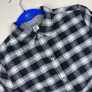 Stio Flannel Shirt Womens XS Black White Plaid Long Sleeve Outdoor Hiking Cotton